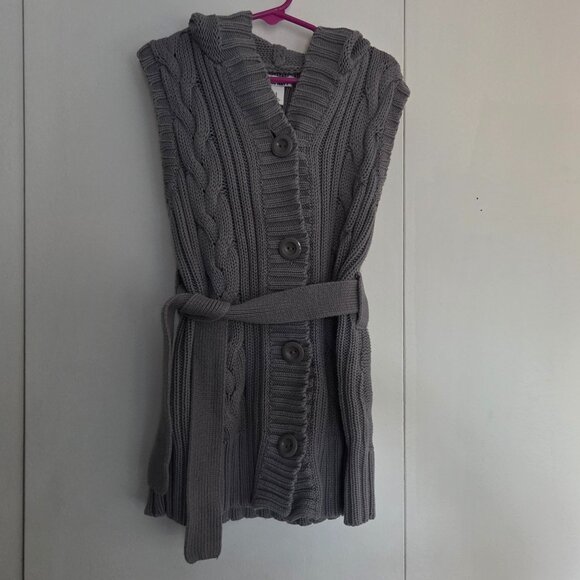 Long hooded sweater vest, size S, gray - Picture 6 of 8